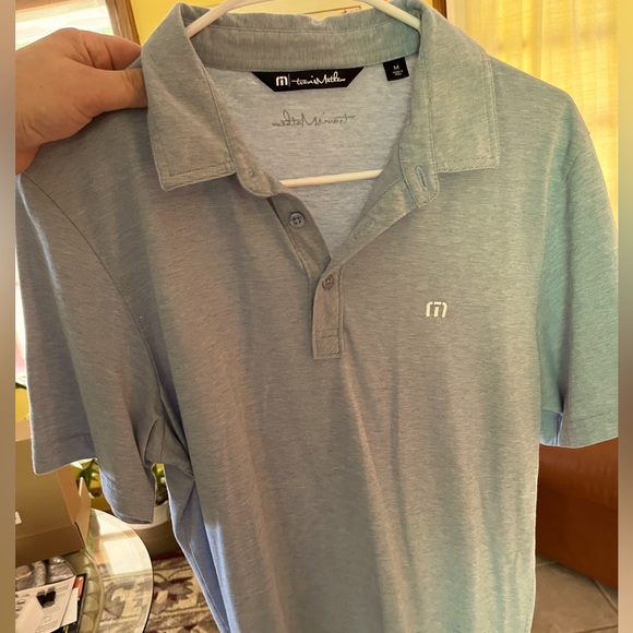 Travis Matthew Heather Blue  “Zinna polo” golf performance stretch shirt Med - Picture 4 of 7